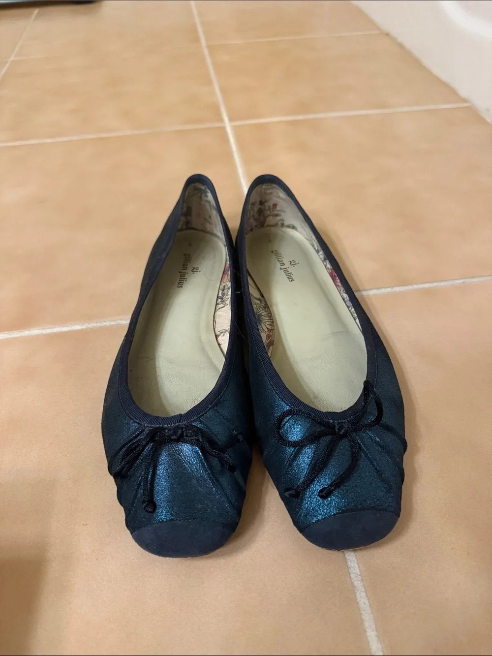 Women's navy Bow Ballet Flats by Giillian Julius
